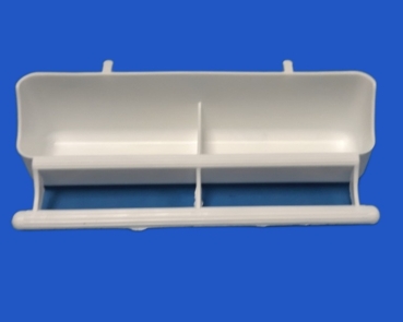 Futternapf weiss mit - Anflugstange 2 Fächer  18 cm