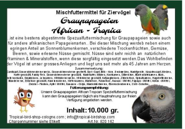 Preview: Graupapgeien African Tropica   10.000 gr.