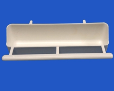 Futternapf weiss  mit - Anflugstange  18 cm