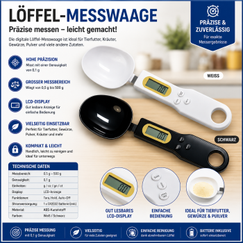 Löffel - Messwaage  digital weiss