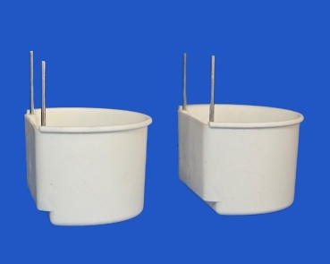 Papageiennapf weiss  Drahthaken 10 x 8 x 6 cm