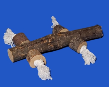 Sitzstange mit Tau  aus Rindenholz Länge ca. 21 cm  dm=23 mm