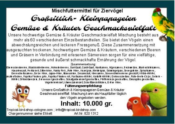 Großsittich Geschmacksvielfalt  10.000 gr.