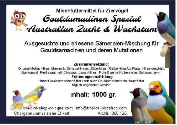 Gouldamadinen    Zucht &  Haltung      1000 gr.