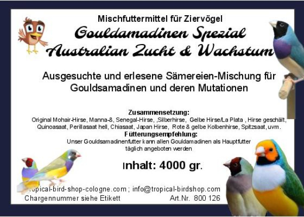 Gouldamadinen    Zucht &  Haltung      4000 gr.