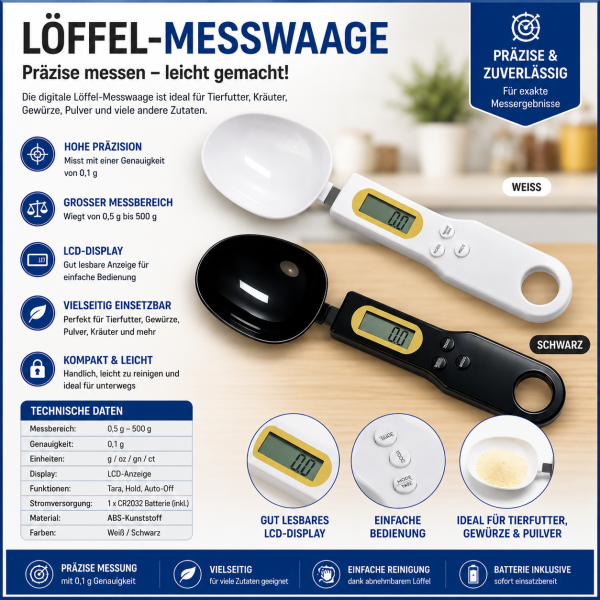 Löffel - Messwaage  digital weiss