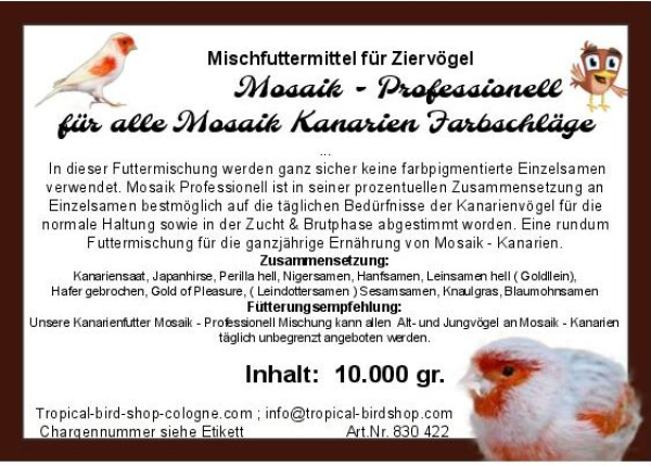 Mosaik Profess. Kanarienfutter 10.000 gr.