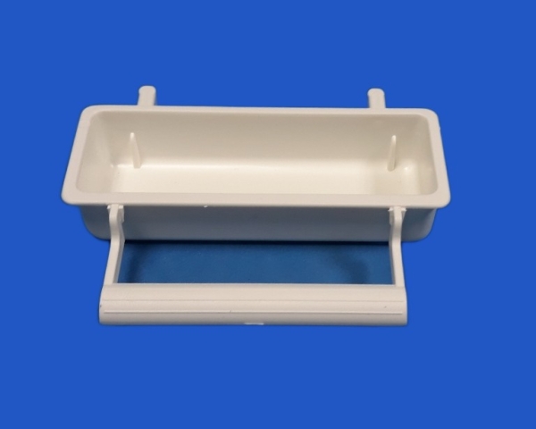 Naschnapf weiss mit Anflugstange  9,5 x 3,5 x 2 cm