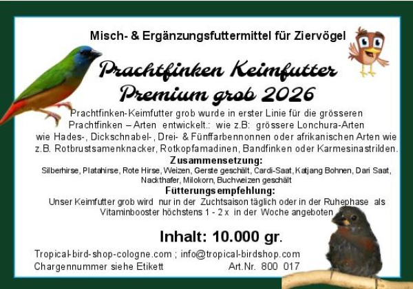 Prachtfinken Keimfutter  grob  10.000 gr.