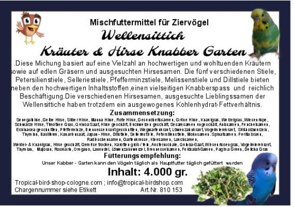 Wellensittich  Knabber Garten 4000 gr.